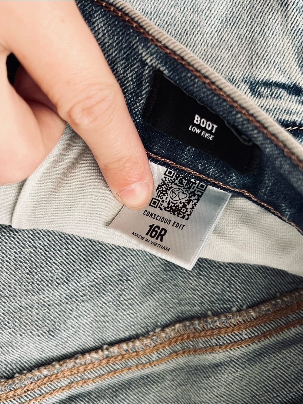Express Low Rise Boot Cut Jeans - Light Blue Distressed - Picture 3 of 4